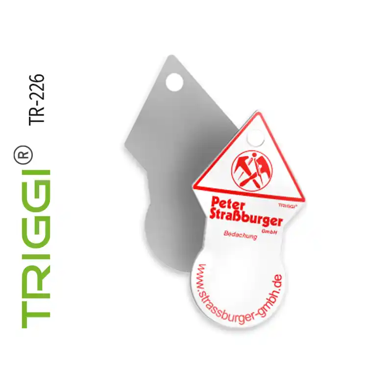 Shopping cart release Shopping cart token with your logo or motif, shopping cart tokens Shopping cart release TRIGGI® Original TR-226 Peter Straßburger Roofing Form Roof - Advertising material