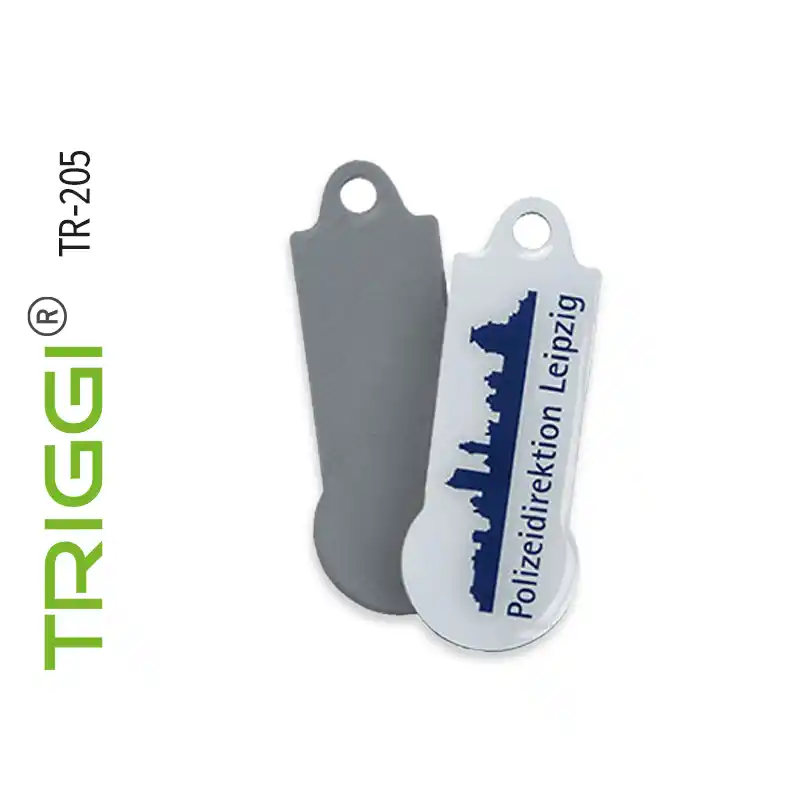 Shopping cart release Shopping cart token with your logo or motif, shopping cart tokens Shopping cart release TRIGGI® Original TR-205 Leipzig Police Headquarters Skyline - Advertising material