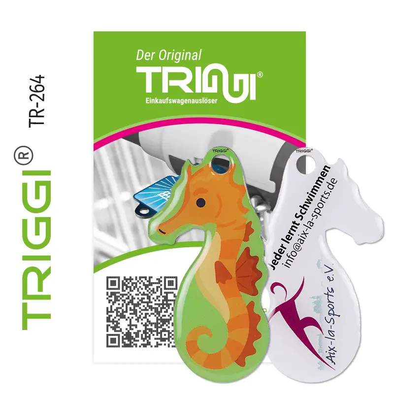 Einkaufswagenlöser TRIGGI®Original TR-264 „Aix-la-Sports e.V.“ mit Trägerkarte