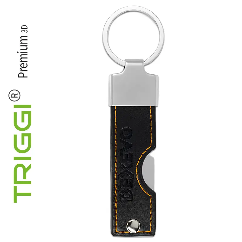 Einkaufswagenlöser TRIGGI®Premium 3D Spritzguss „DEXEVO“ individuell mit Logo - Rückseite mit Blindprägung